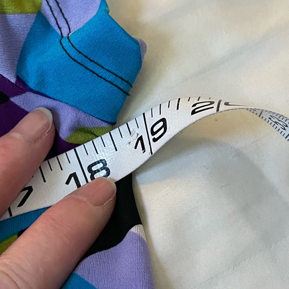 Emma & Michele Wrap Dress purple Green geometric print short sleeves size large - Picture 14 of 15